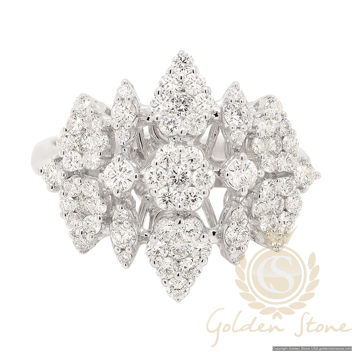 PrincessCut Diamond Style Ring in 18K White Gold Golden Stone