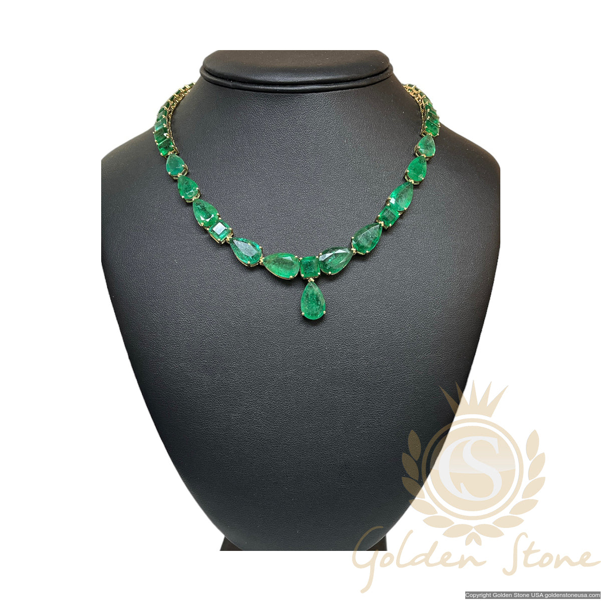 Emerald Drop Necklace in 18K Yellow Gold Golden Stone
